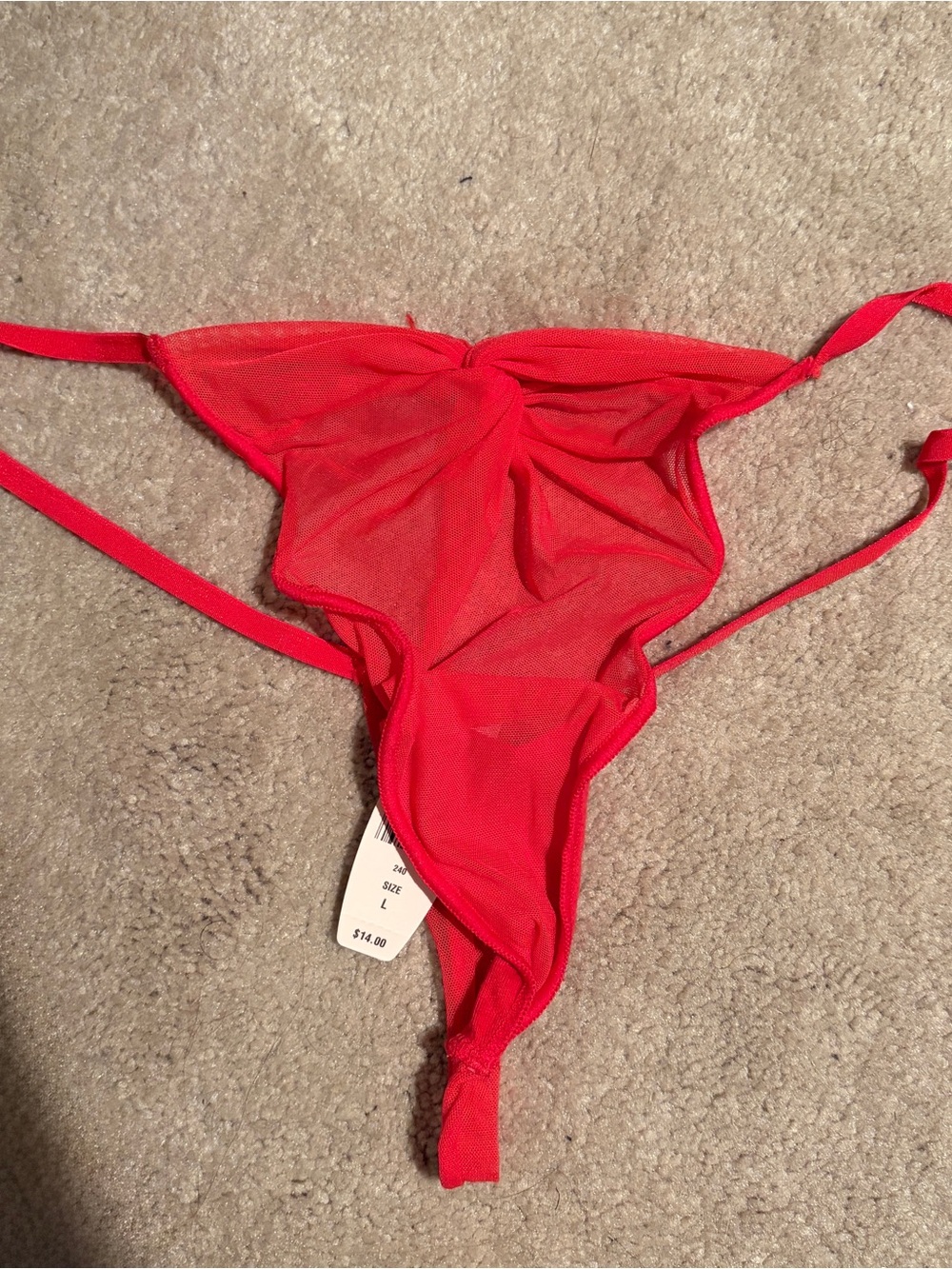 Victoria's Secret Bright Red Sheer Mesh Thong